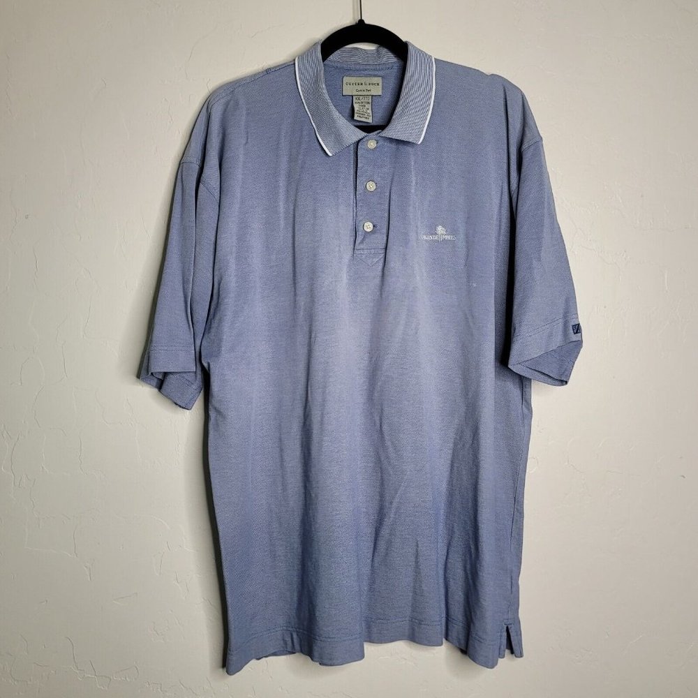 Cutter Buck Quick Dry Grande Pines Polo Shirt Adult XXL Blue Golf Men